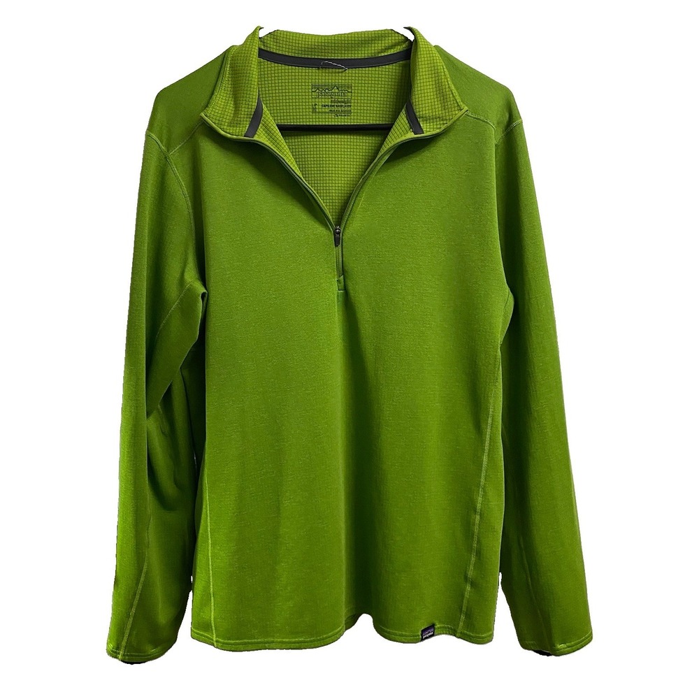 Patagonia Capilene Men's Thermal Weight Polartec Green 3/4 Zip Baselayer M EUC
